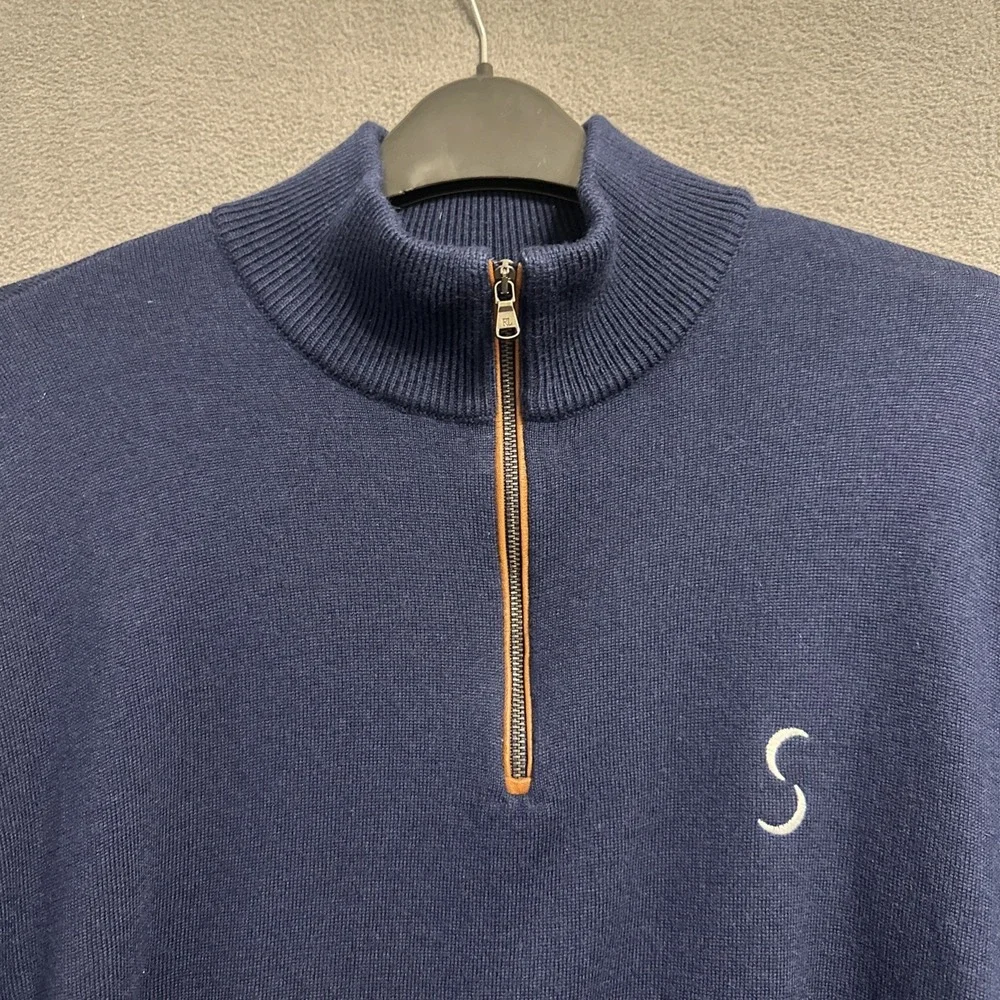 Polo Golf Ralph Lauren Merino Wool 1/4 Zip Pullover Sweater Mens XL Blue Knit